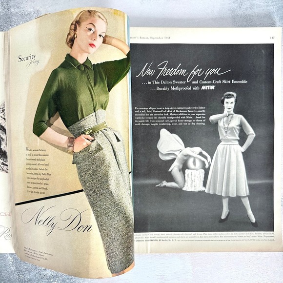 Vintage Harper's Bazaar September 1954 Magazine Dior Balenciaga Paris Collection - Picture 8 of 14